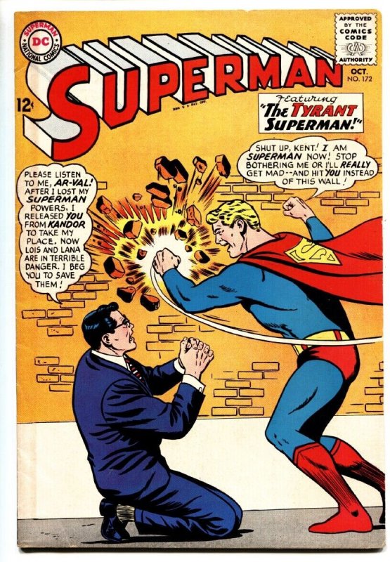 Superman #172 (DC Comics, 1964), raw, ungraded comic book — front cover