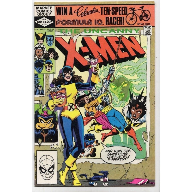 The Uncanny X-Men #153 (Marvel Comics, 1982), raw comic book in VF/NM 9.0 condition — front cover