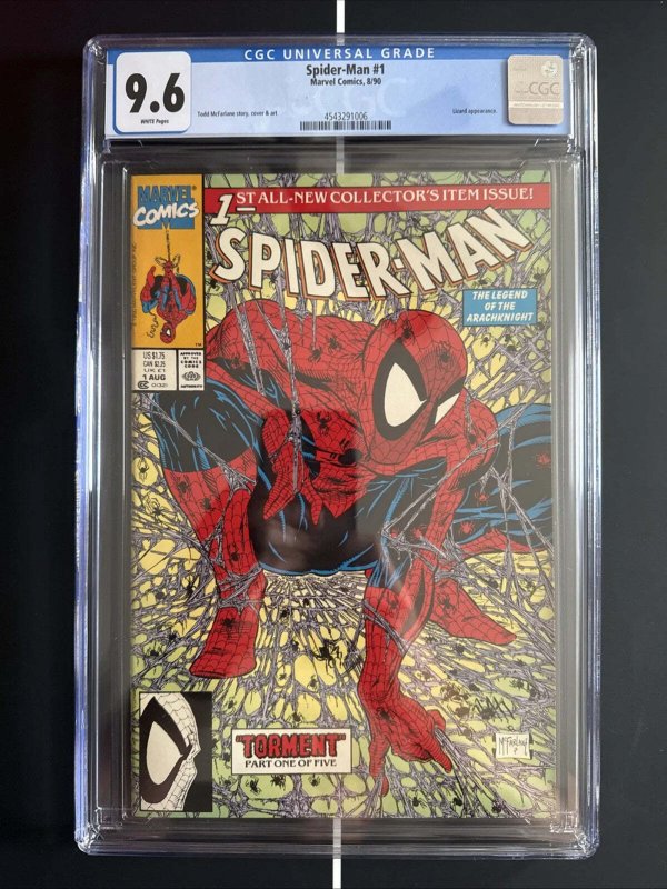 Torment Spider-Man #1, CGC 9.6 graded comic book, Universal Blue label — front cover in its holder