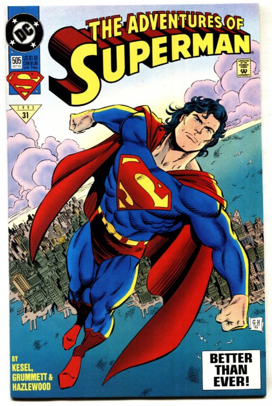 Adventures of Superman #505 (DC Comics, 1993), raw comic book in VF/NM condition — front cover