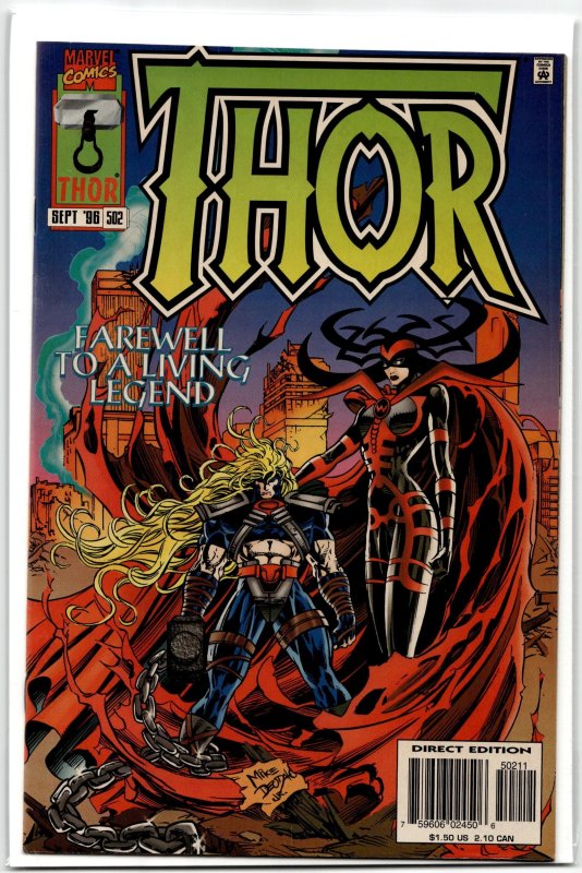 Thor #502 (Marvel Comics, 1996), raw, ungraded comic book — front cover