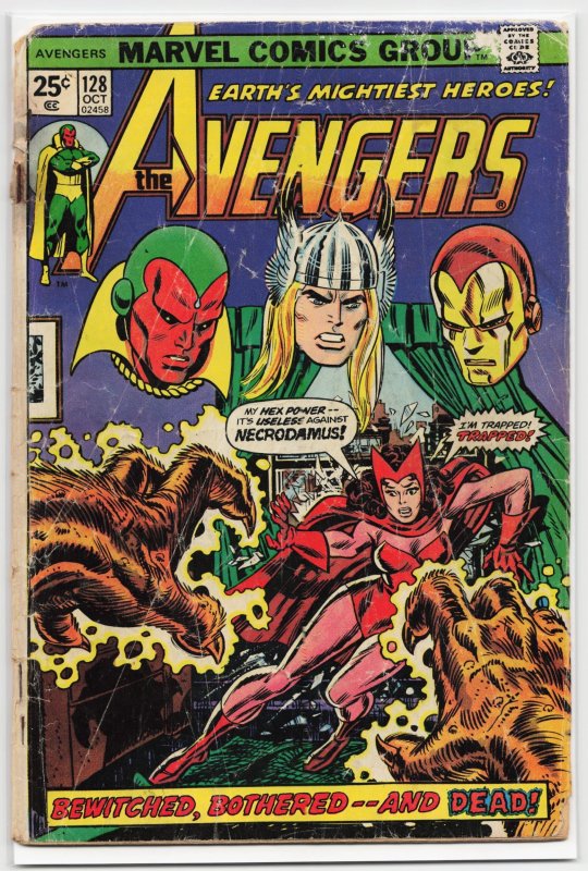 The Avengers #128 (Marvel Comics, 1974), raw, ungraded comic book — front cover