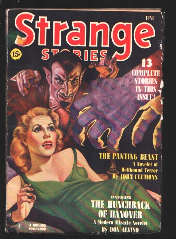 Strange Stories 6/1940-Terrified Woman Horror Cover-Weird Menace-Henry Kuttne..., raw, ungraded comic book — front cover