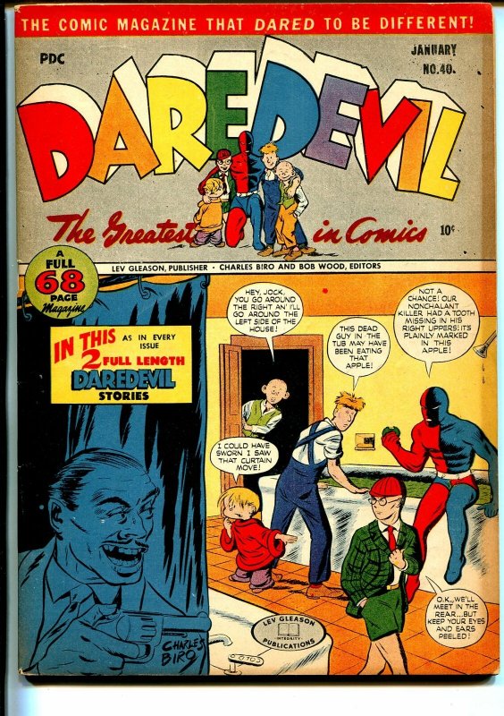 Daredevil #40 (Lev Gleason Publications, 1947), raw comic book in FN condition — front cover