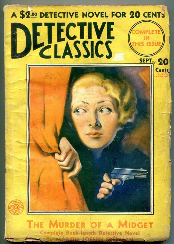 Detective Classics Pulp September 1931- Murder of a Midget- Bergey Cover (1931), raw, ungraded comic book — front cover