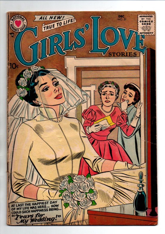 Girls' Love Stories #51 (DC Comics, 1957), raw comic book in VG condition — front cover