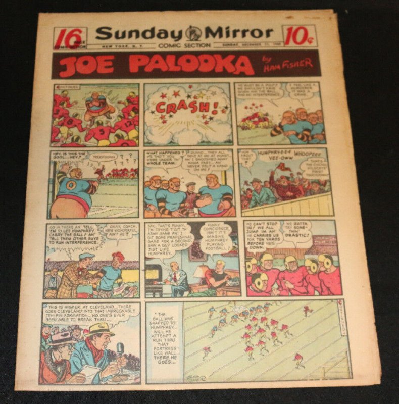 1949 Sunday Mirror Weekly Comic Section December 11th (Fine+) Superman Football (1949), raw, ungraded comic book — front cover