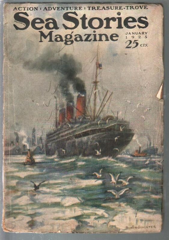 Sea Stories 1/1925-Richard V Schulter Cover-rare Adventures Title-VG, raw comic book in VG condition — front cover