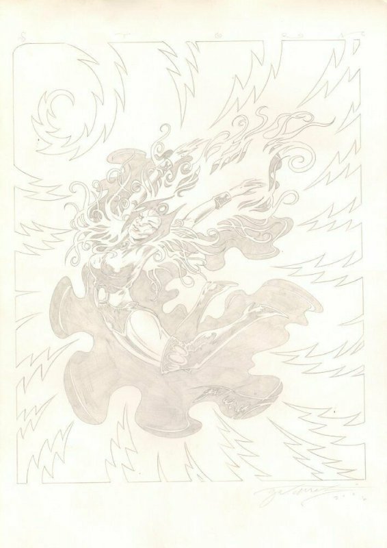 Great Storm in Action All Pencil Commission - Signed art by Dave Gutierrez, raw, ungraded comic book — front cover
