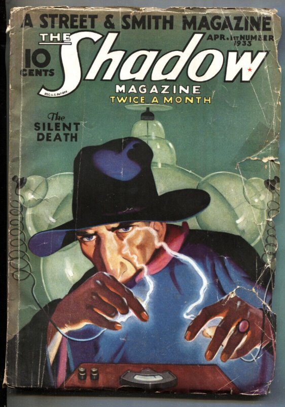 Shadow 1933 April 1-Silent Death-Street AND Smith-Rare Pulp G/VG (Street & Smith, 1933), raw comic book in VG condition — front cover