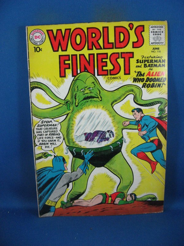 Worlds Finest #110 (DC Comics, 1960), raw comic book in VF condition — front cover