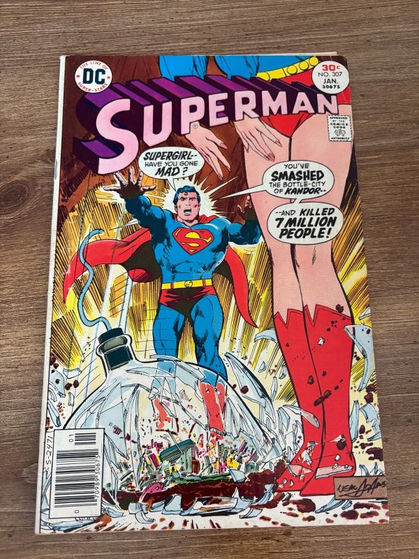 Superman #307 (DC Comics), raw comic book in VF- condition — front cover