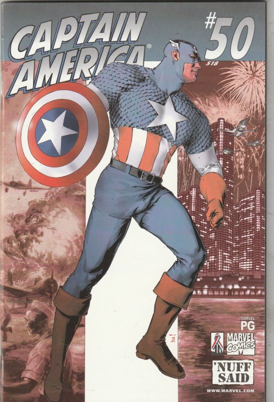 Captain America #50 (Marvel Comics, 2002), raw comic book in NM condition — front cover