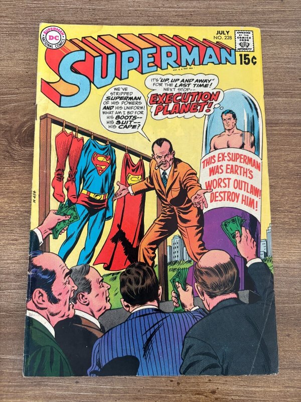 Superman #228 (DC Comics, 1970), raw comic book in VG condition — front cover