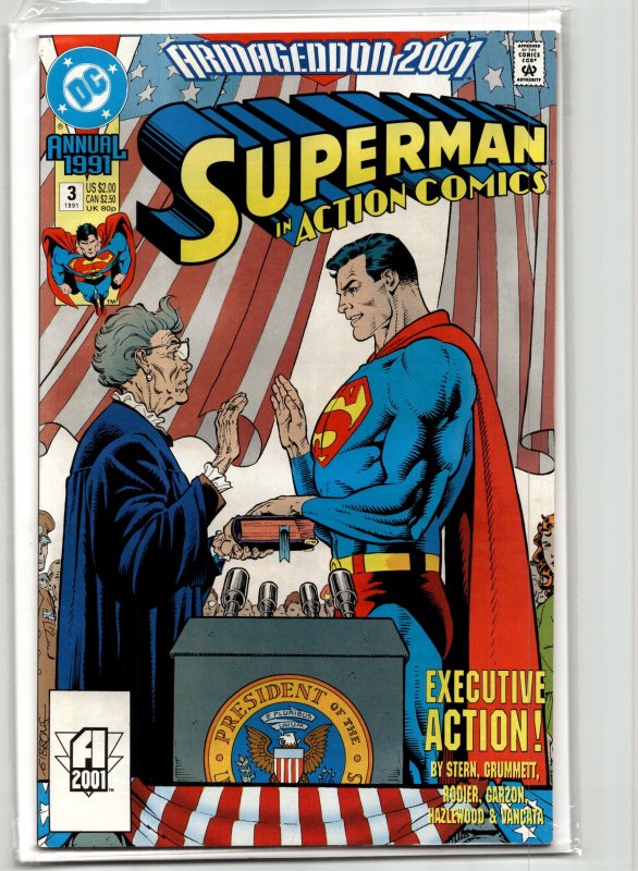 Action Comics Annual #3 (DC Comics, 1991), raw, ungraded comic book — front cover