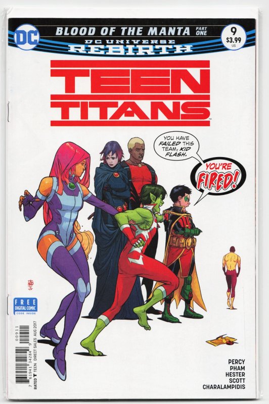 Teen Titans #9 (DC Comics, 2017), raw, ungraded comic book — front cover