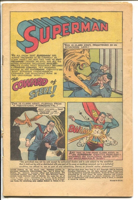 Action #322-1965-Superman-Supergirl-P (DC Comics), raw, ungraded comic book — front cover