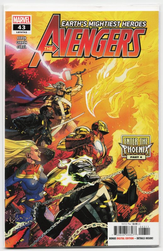 Avengers #43 (Marvel Comics, 2021), raw, ungraded comic book — front cover