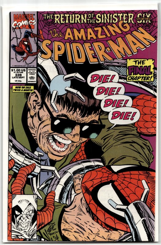 The Amazing Spider-Man #339 (Marvel Comics, 1990), raw, ungraded comic book — front cover