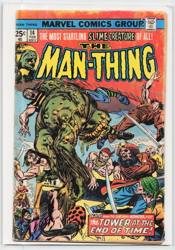 Man-Thing #14 (Marvel Comics, 1975), raw, ungraded comic book — front cover
