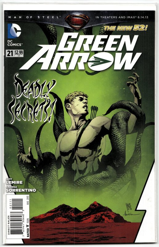 Green Arrow #21 (DC Comics, 2013), raw, ungraded comic book — front cover