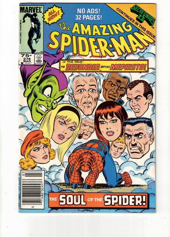 The Amazing Spider-Man #274 (Marvel Comics, 1986), raw comic book in NM- condition — front cover