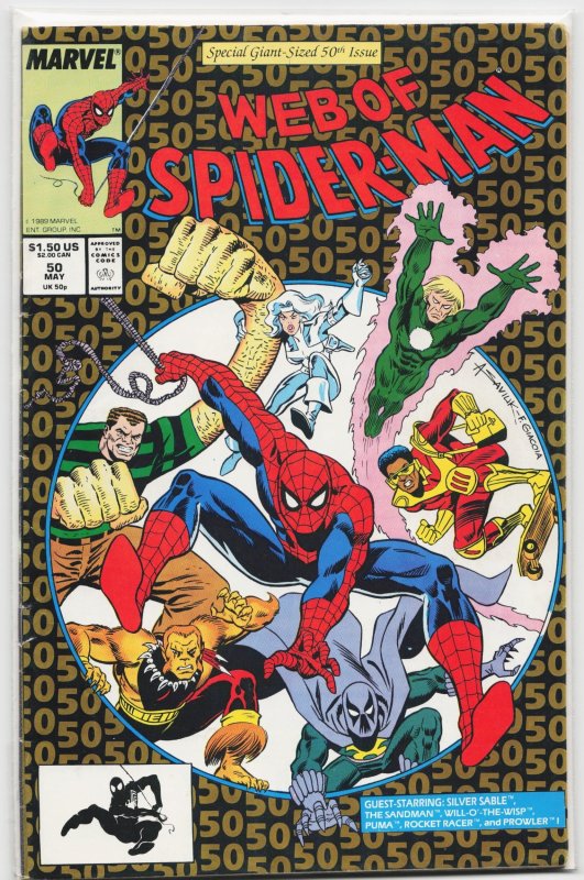 Web of Spider-Man #50 (Marvel Comics, 1989), raw, ungraded comic book — front cover