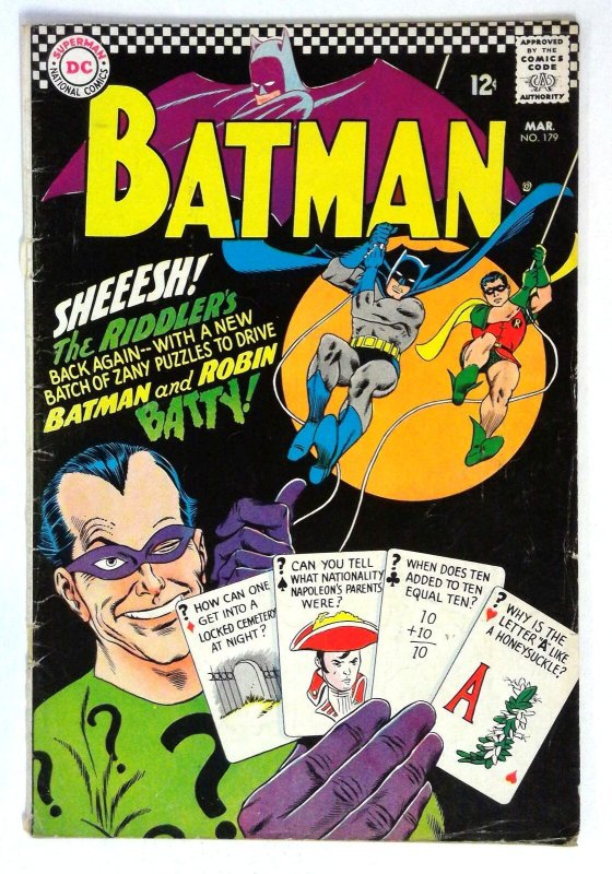 Batman #179 (DC Comics, 1966), raw comic book in VG condition — front cover
