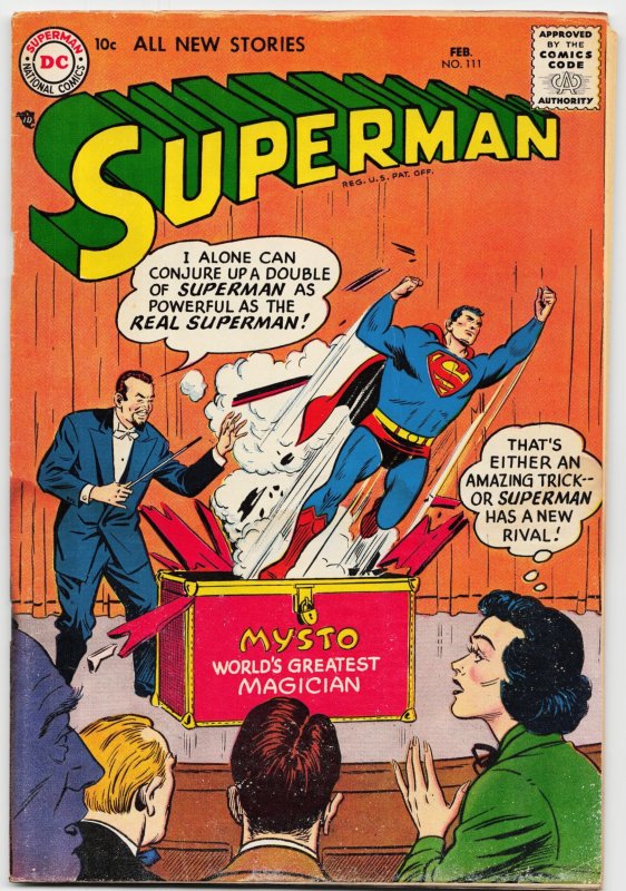 Superman #111 (DC Comics, 1957), raw, ungraded comic book — front cover