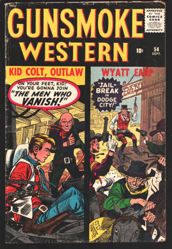 Gunsmoke Western #54 (Atlas Comics, 1959), raw comic book in VG+ condition — front cover