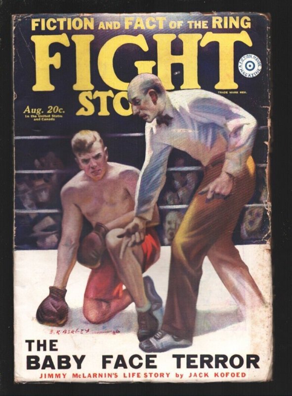 Pulp: Fight Stories 8/1930-Earle Bergey Boxing Cover-"The Bay Face Terror" -..., raw, ungraded comic book — front cover