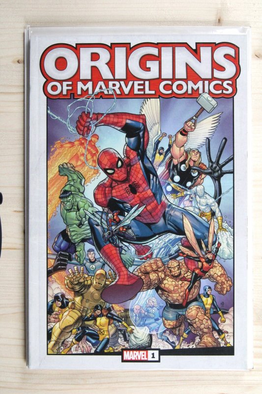 Origins of Marvel Comics #1 (Marvel Comics, 2023), raw comic book in NM+ 9.6 condition — front cover