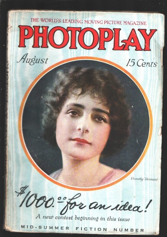 MAG: Photoplay-The Story of D.W. Griffith 8/1916-Dorothy Bernard Cover-Silent..., raw, ungraded comic book — front cover