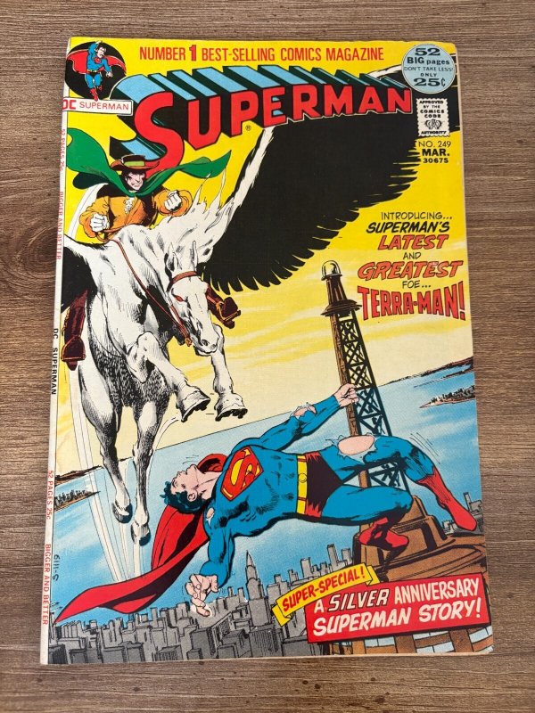 Superman #249 (DC Comics), raw comic book in VG/FN condition — front cover