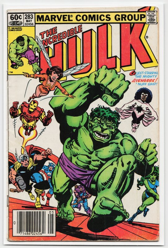 The Incredible Hulk #283 (Marvel Comics, 1983), raw, ungraded comic book — front cover