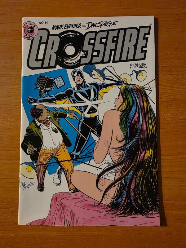 Crossfire #14 (Eclipse Comics, 1985), raw comic book in NM condition — front cover