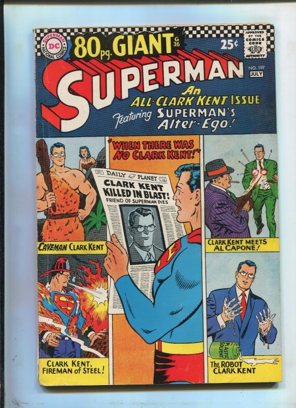 Superman #197 (DC Comics), raw comic book in 6.5 condition — front cover