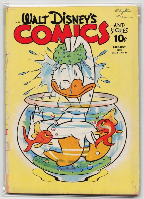 Walt Disney's Comics and Stories #23 (Dell, 1942), raw, ungraded comic book — front cover