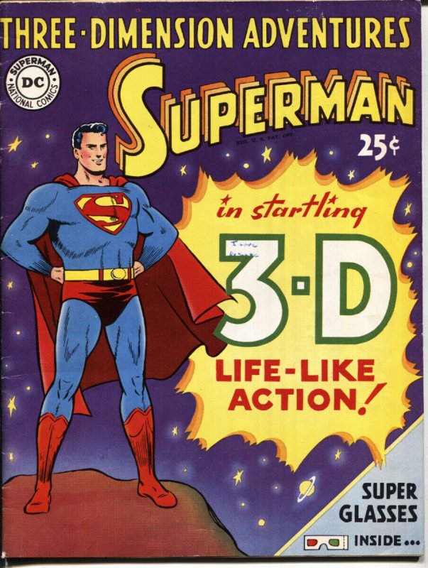 Three Dimension Adventures-Superman--1953--Dc-- w/ 3D GLASSES--comic Book (DC Comics), raw, ungraded comic book — front cover