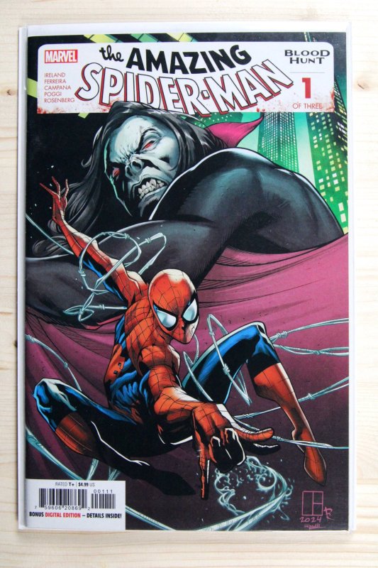 The Amazing Spider-Man: Blood Hunt #1 (Marvel Comics, 2024), raw comic book in NM+ 9.6 condition — front cover