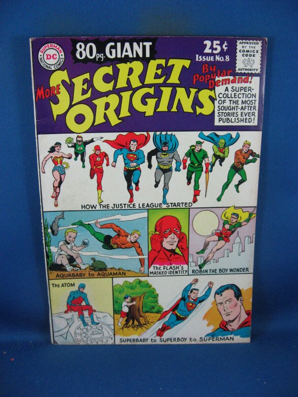 More Secret Origins #8 (DC Comics, 1965), raw comic book in VF condition — front cover