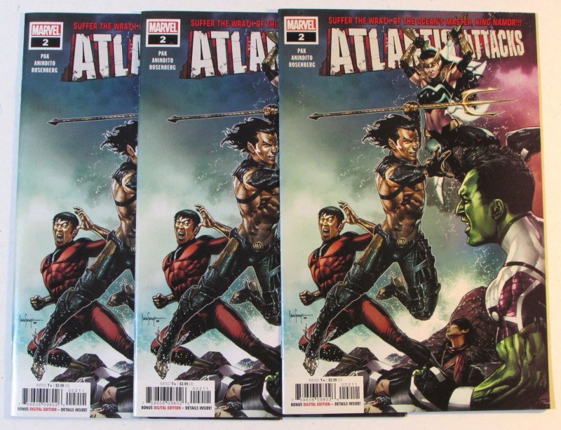 2020 Atlantis Attacks Lot of 3 #2 x3 Marvel Comics 1st Print Comic Books (Marvel Comics, 2020), raw, ungraded comic book — front cover