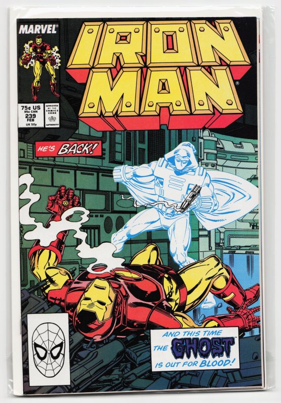 Iron Man #239 (Marvel Comics, 1989), raw, ungraded comic book — front cover