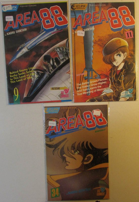 1987 Area 88 Lot of 3 #9, 11, 34 Eclipse Comics Manga 1st Print Comic Books (Eclipse Comics, 1987), raw, ungraded comic book — front cover