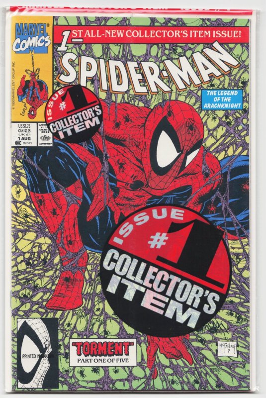 Spider-Man #1 (Marvel Comics, 1990), raw, ungraded comic book — front cover