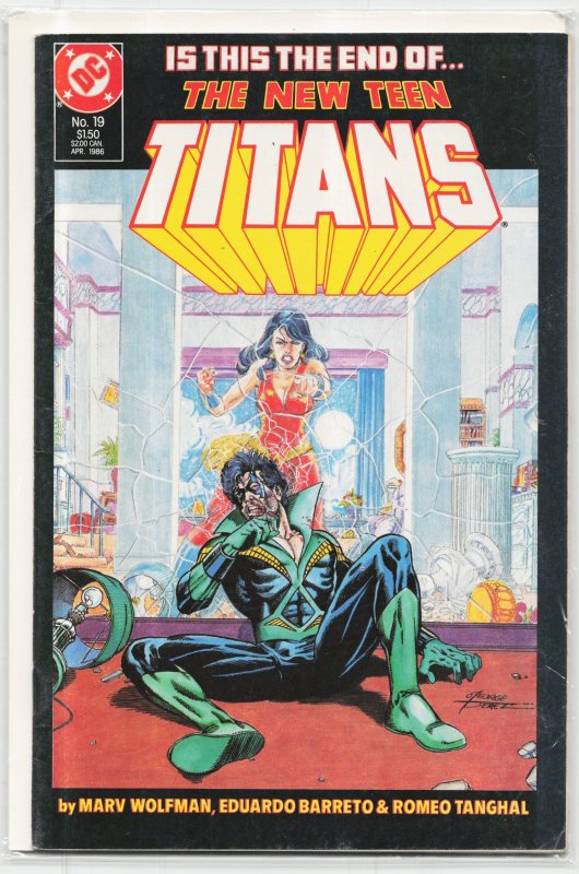 The New Teen Titans #19 (DC Comics, 1986), raw, ungraded comic book — front cover
