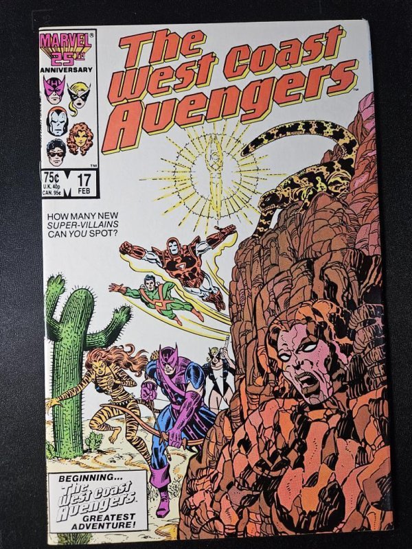 West Coast Avengers #17 (Marvel Comics), raw comic book in NM- condition — front cover