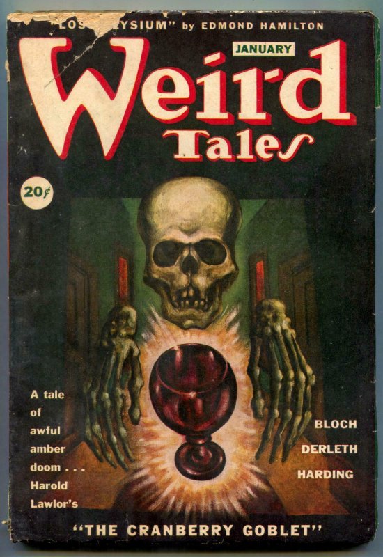 Weird Tales January 1946- Skull Cover- Cranberry Goblet Canadian VG- (Weird Tales, 1946), raw comic book in VG- condition — front cover
