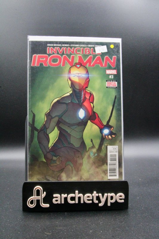 Invincible Iron Man #3 (Marvel Comics, 2016), raw, ungraded comic book — front cover