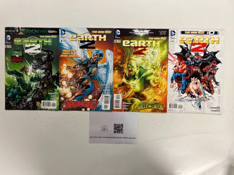 4 Earth 2 DC Comic Books # 0 3 4 5 Batman Superman Wonder Woman Flash 117 JS44, raw, ungraded comic book — front cover